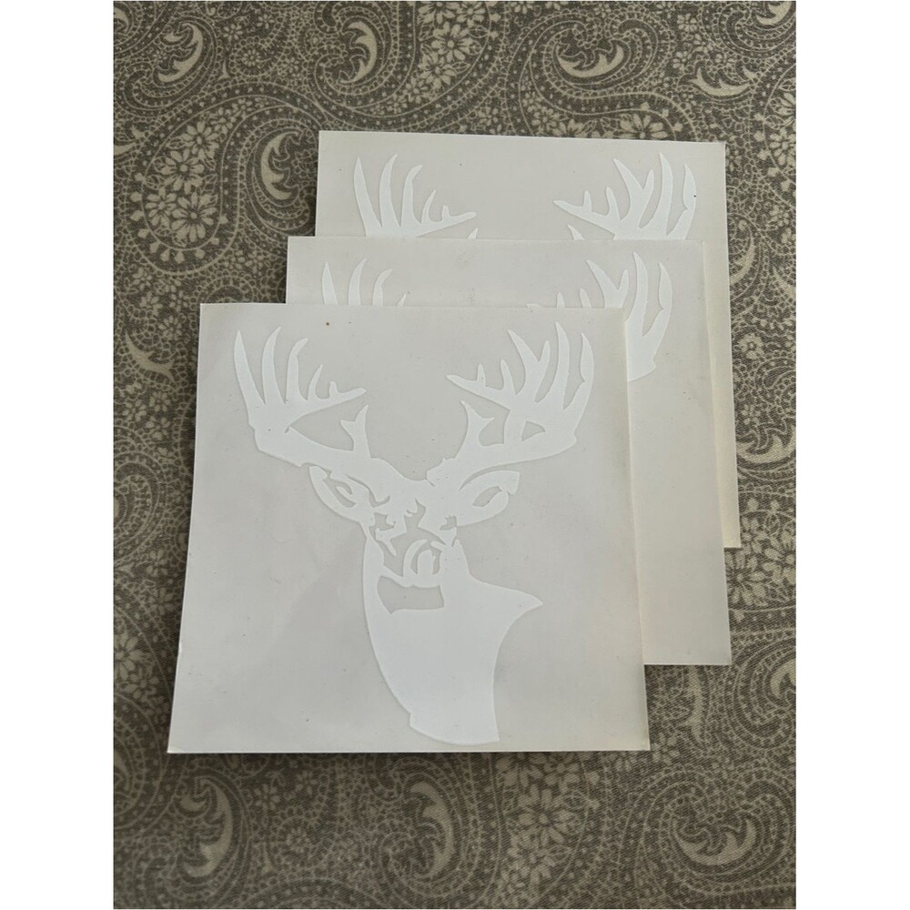 White Buck Deer Head Vinyl Decal - Decor Home Auto Decar Window Sticker Antlers